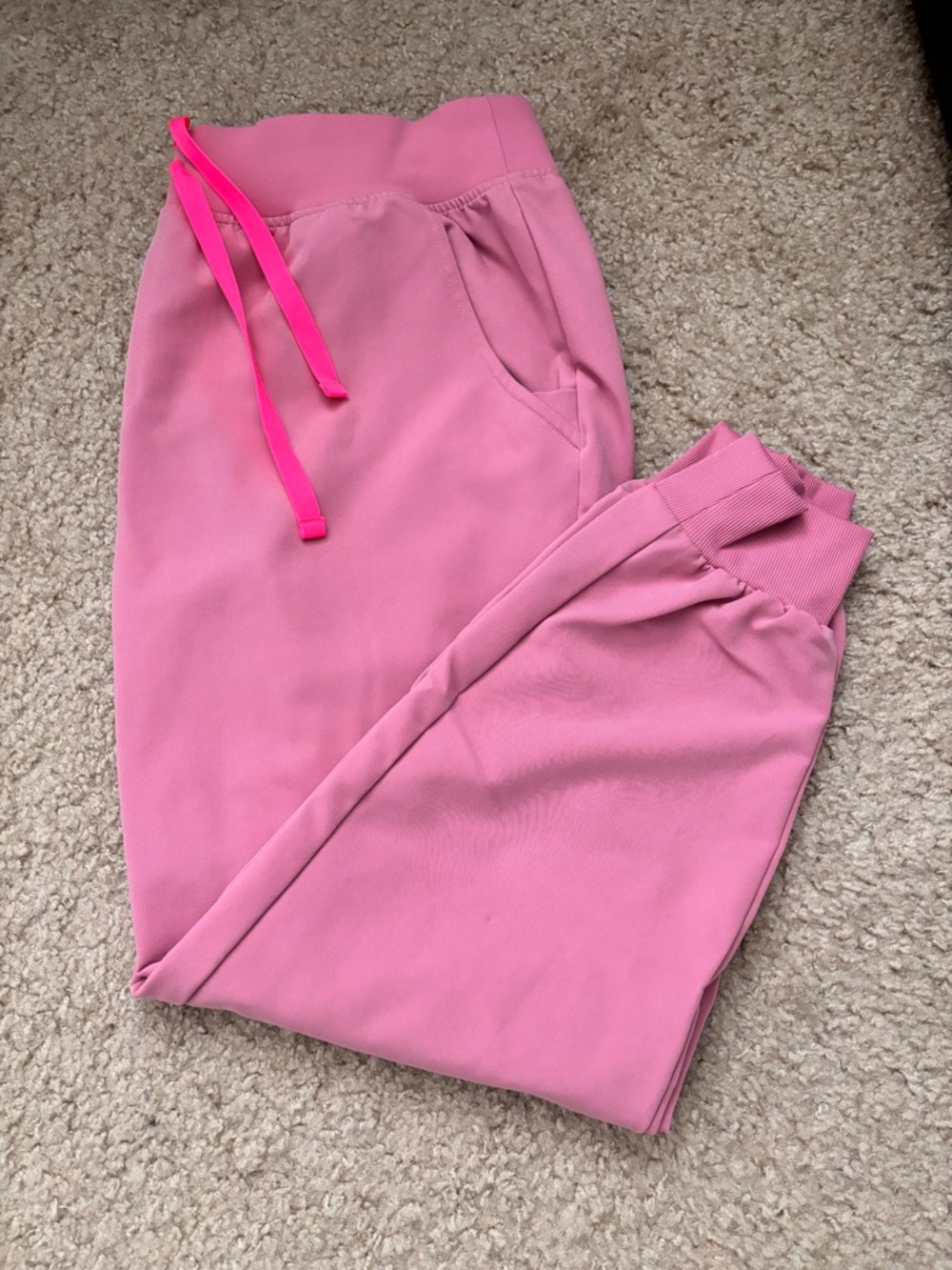 Figs Pink Joggers with Bright Pink Drawstring